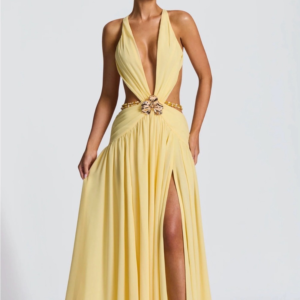 BabyBoo Indianna Lemon Yellow Halter Maxi Dress - Picture 2 of 5